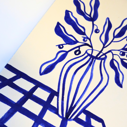 Blue and White Watercolor no.3 7x10