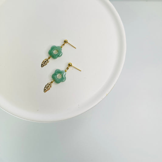 Dainty Mint Flower Earrings