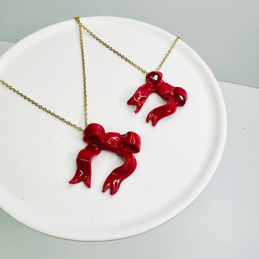 Red Bow Necklace