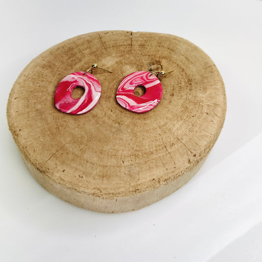 Red Patterned Organic Earrings