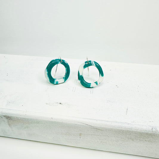 Teal Patterned Earrings