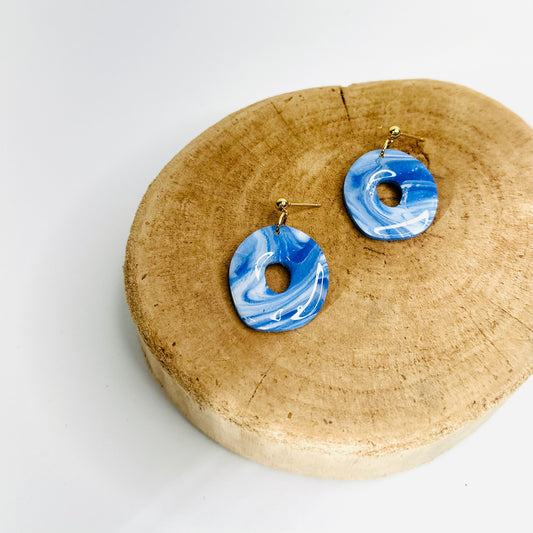 Blue Patterned Organic Earrings